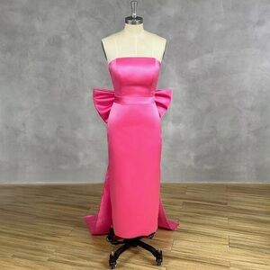 Pink bow tie prom dress